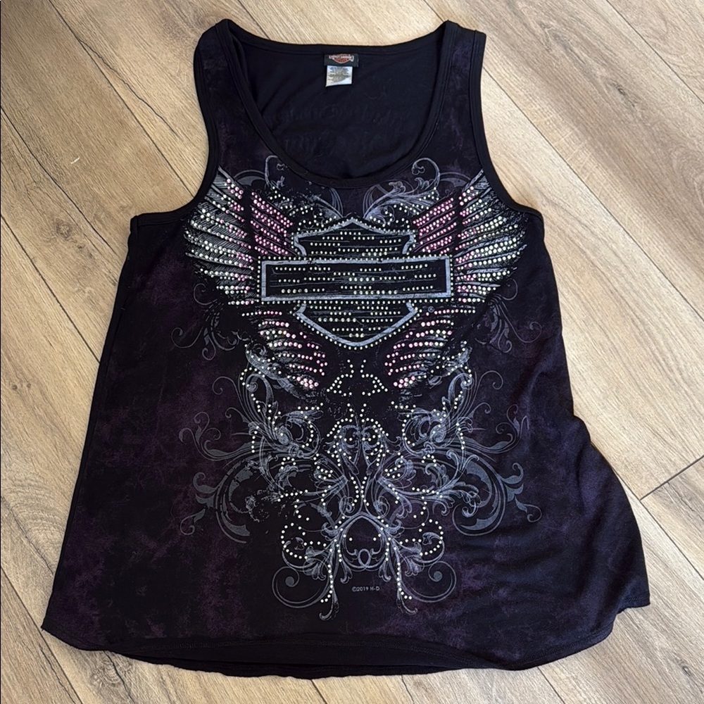 Harley-Davidson Black Graphic Sleeveless Tank Top